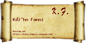 Kóhn Fanni névjegykártya